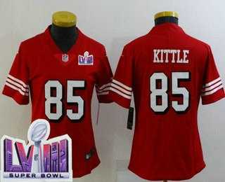 Women%27s San Francisco 49ers #85 George Kittle Limited Red Throwback LVIII Super Bowl Vapor Jersey